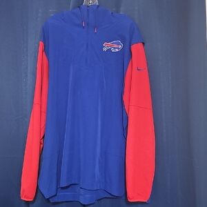 Nike Blue and Red Quarter-Zip Pullover, Bills Football Team. New Without Tags.